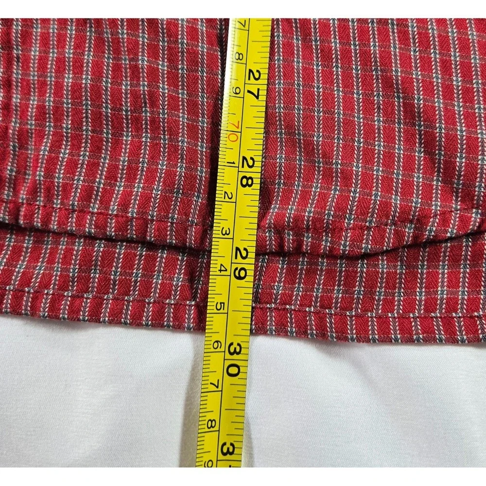 North Face Mens XL Flannel Button Down Shirt Red Gray Checkered Roll Tab Sleeves